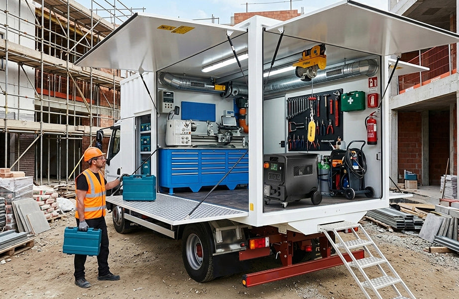 Mobile workshop power system for service vehicles